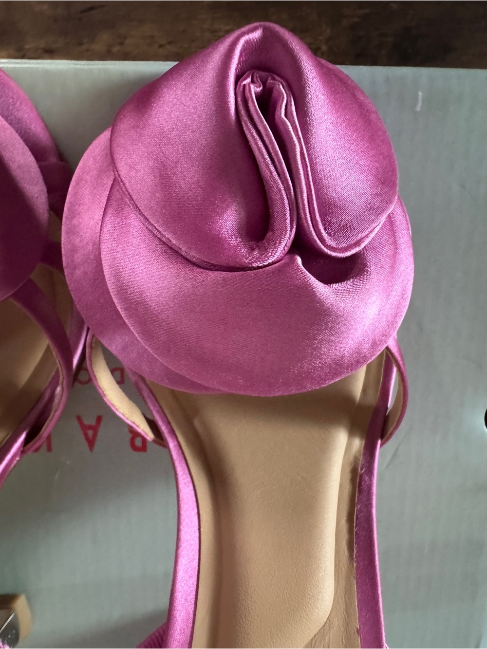 Ted Baker Pink Satin Slingback Heels with Rosette Detail - Picture 2 of 11